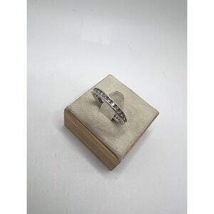 Eternity Band Ring 925 Sterling‎ Silver Clear Stones Vintage Size 7